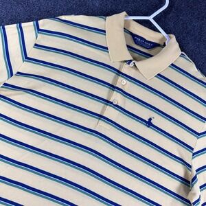 Polo Ralph Lauren Polo Shirt Mens M Medium Yellow Striped Golf Pima Cotton